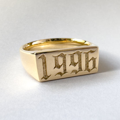 Custom Year Signet Gold