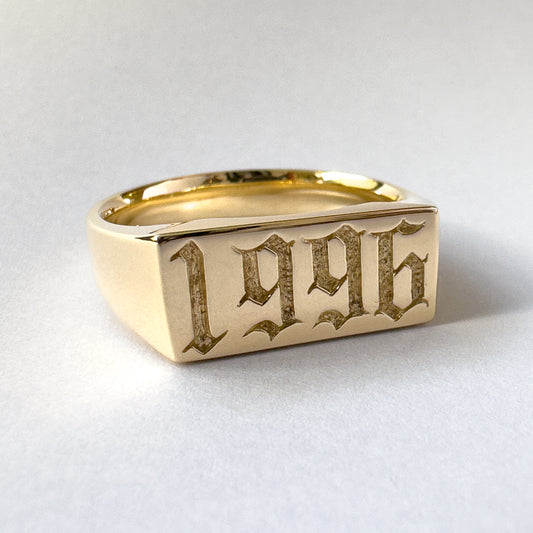 Custom Year Signet Gold